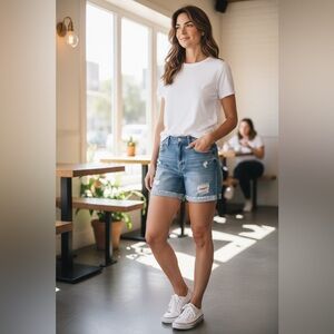 Denim & Co Distressed Jean Shorts- Size 2